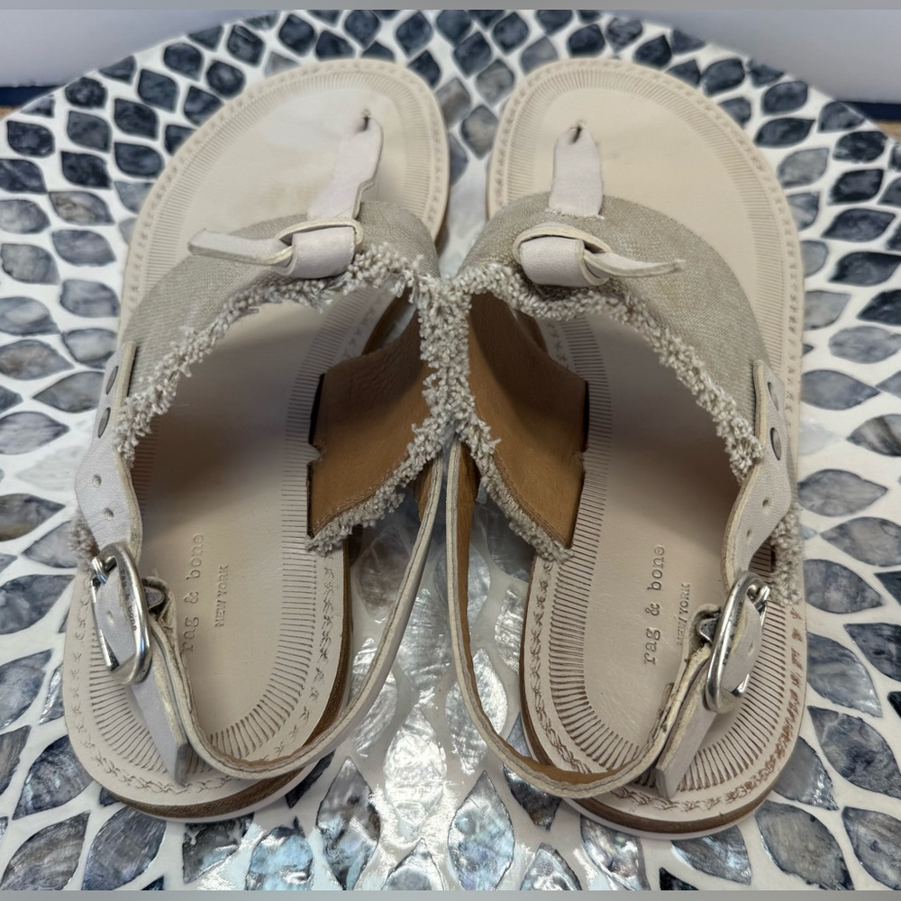 Rag & Bone Cream Sandals with T-Strap Design size 7.5 - Picture 5 of 13